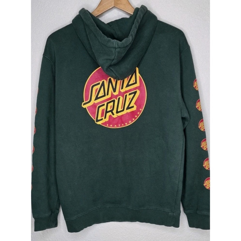 Santa Cruz Skateboards Classic Dot Pullover Hooded Sweatshirt Men M Green Grunge